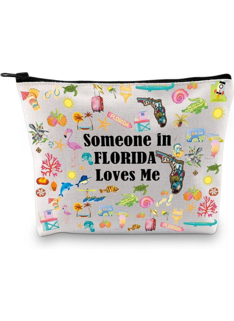 PXTIDY Florida State Makeup Bag Long Distance Relationships Gift Someone In Florida Loves Me Bag Florida Souvenir Gift