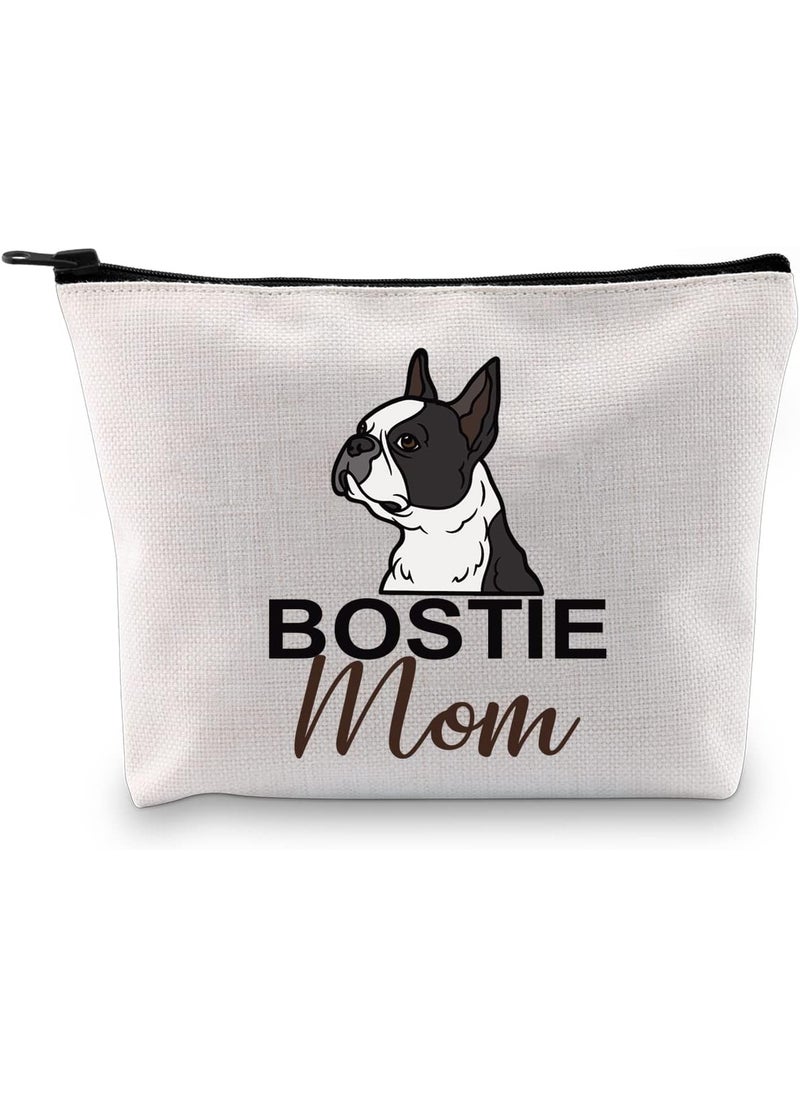 G2TUP Boston Terrier Lover Gift Bostie Mom Makeup Bag Boston Terrier Mom Cosmetic Bag Boston Terrier Owner Gift Dog Lover Gift (Bostie Mom MB)