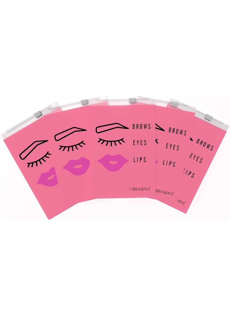 BRAWNA 70 pcs Pink Microblading Aftercare Bags for PMU Instruction Cards - Eyebrow Aftercare Bags - PMU Aftercare bags - PMU Kit - Mini Cosmetic Pouches - Microblading Supplies