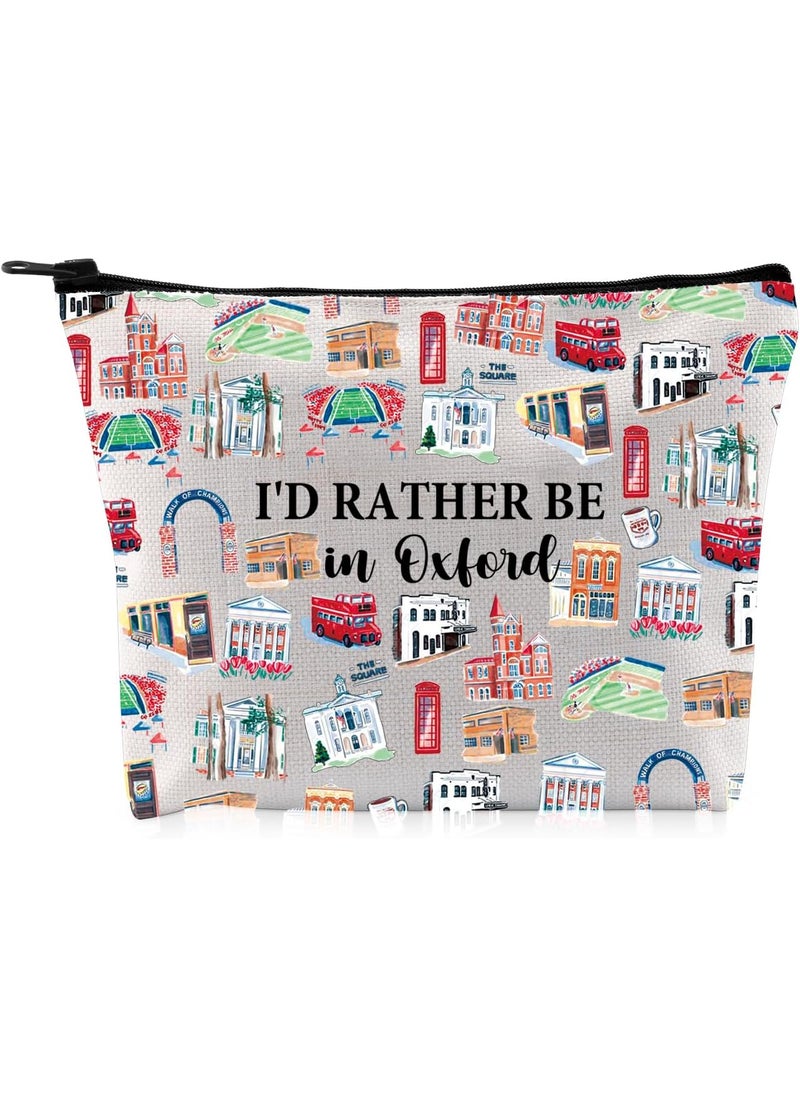 G2TUP Oxford Lover Gift I'd Rather Be In Oxford Makeup Bag Mississippi Travel Cosmetic Bag Oxford Souvenir Gift (Be In Oxford MB)