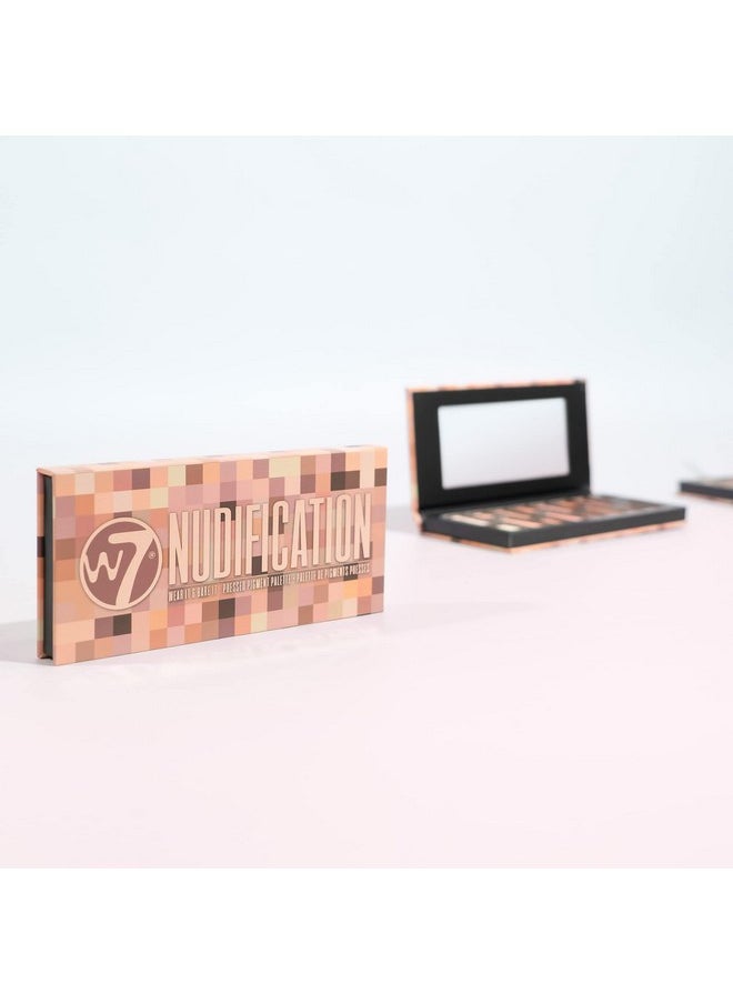 W7 Nudification Pressed Pigment Palette - 16 High Impact Nude Colors - Flawless Long-Lasting Glam Makeup