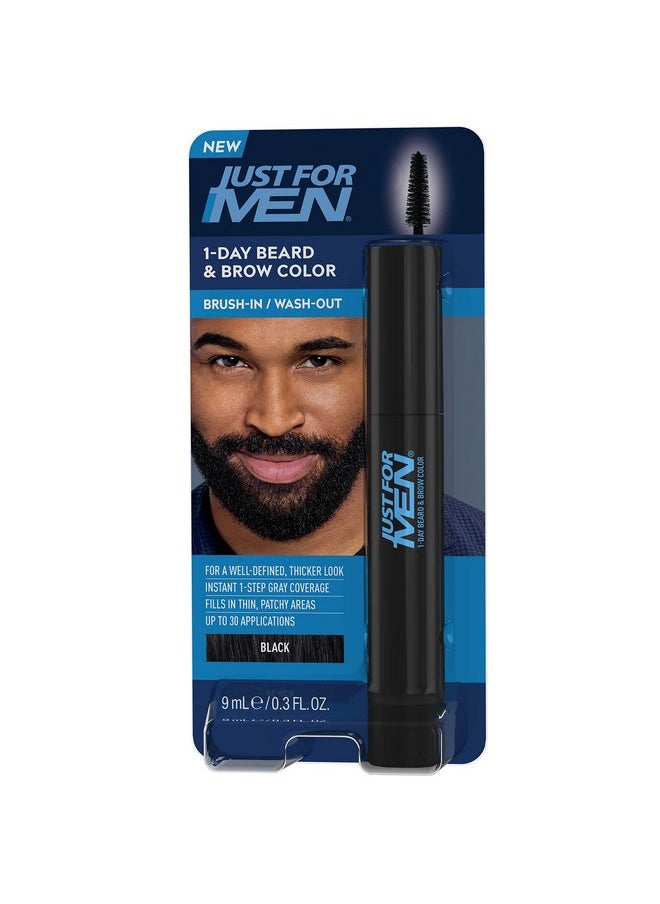 Just for Men 1-Day Beard & Brow Color, Temporary Color for Beard and Eyebrows, For a Fuller, Well-Defined Look, Up to 30 Applications, Black