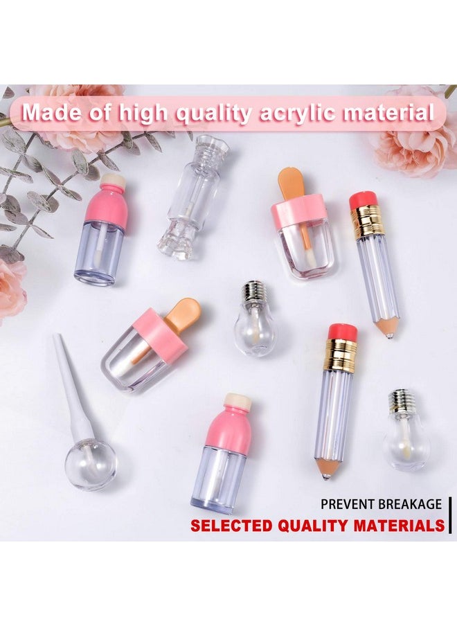 Maitys 24 Pieces Novelty Empty Lip Gloss Tubes, Ice Cream and Funny Light Bulb Shaped Lip Balm Tube, Creative Lollipop Shape, Bottle and Candy Shaped Lip Glaze Tube, Pencil Lip Oil Bottles, 6 Styles