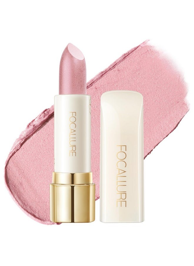 FOCALLURE Moisturizing Shiny Lipstick,Pearl Shimmery Finish,Hydrating Tinted Lip Balm with Creamy Texture,Long Lasting High Pigmented Lip Stain,Sour Sugar
