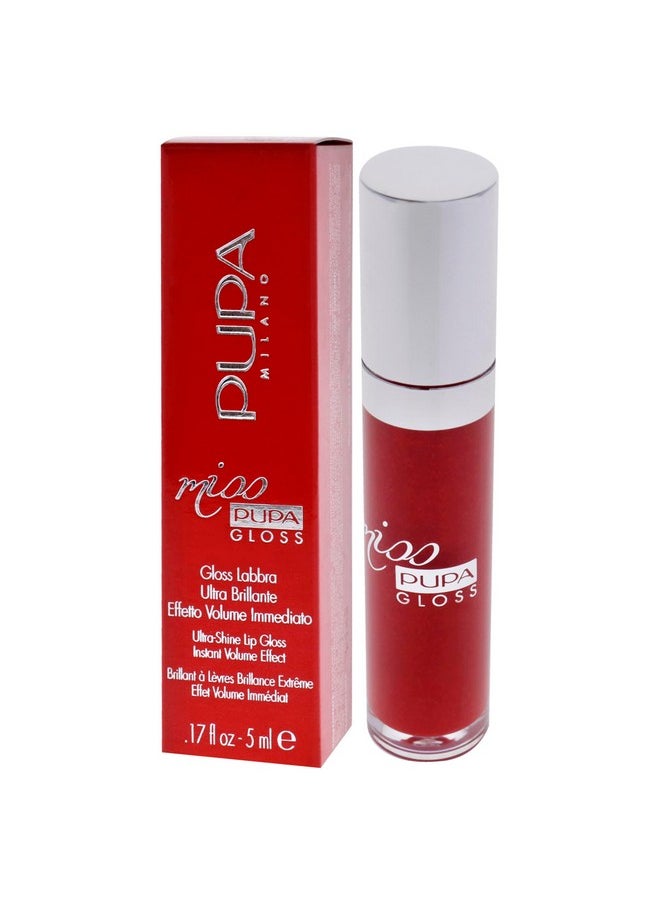 Pupa Milano Miss Milano Lip Gloss - Shiny, Smooth, Plump - Soft, Innovative Gel Texture - Glides Smoothly On Lips - For A Moisturizing And Volume Enhancing Effect - 205 Touch Of Red - 0.17 OZ