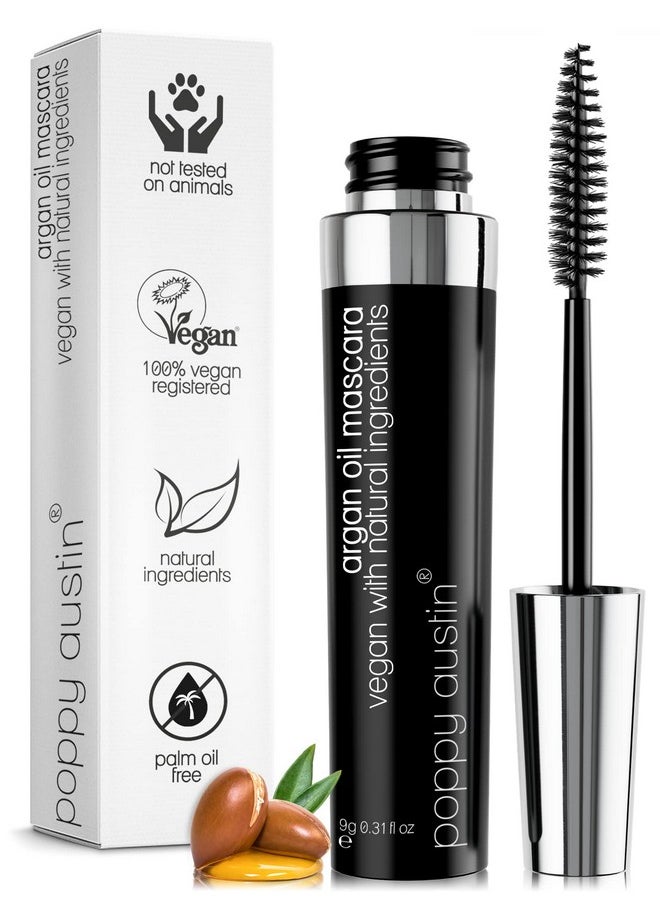 Poppy Austin Mascara - Organic Mascara, Natural Mascara, Vegan Mascara, Paraben-Free, Cruelty-Free Mascara - Hypoallergenic Mascara Lengthening & Volumizing with Argan Oil - 0.31 Fl Oz (Black)