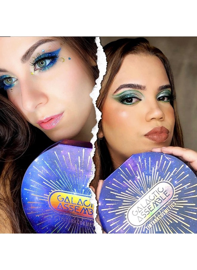 Tintark Galactic Assemble Eyeshadow Palette 14 Colors Glitter Shimmer Metallic Eye Shadow Pallet Brown Blue Galaxy Eye Makeup Palettes Create Space-like Eyes Make up Vegan & Talc Free