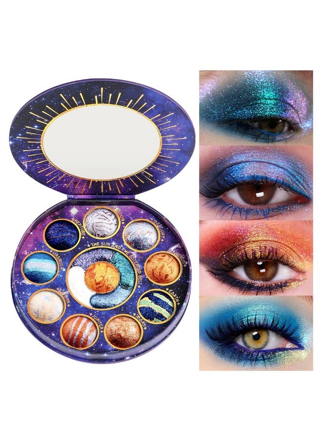 Tintark Galactic Assemble Eyeshadow Palette 14 Colors Glitter Shimmer Metallic Eye Shadow Pallet Brown Blue Galaxy Eye Makeup Palettes Create Space-like Eyes Make up Vegan & Talc Free