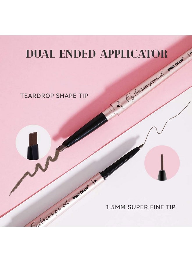 Music Flower Eyebrow Pencil Double Ended, Waterproof Natural Brow Enhancing Pen, Long lasting Eye Makeup, Pack of 1, Light Brown