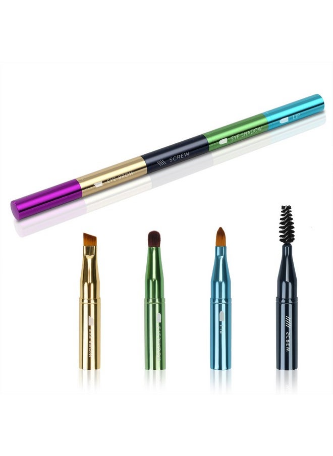 Unaone 4 in 1 Makeup Brush - Lip Brush for Lipstick, Eyebrow Brush, Eyeshadow Brush, Spiral Eyebrow Brush, Portable Detachable Multi-functional Lipstick Brush for Makeup