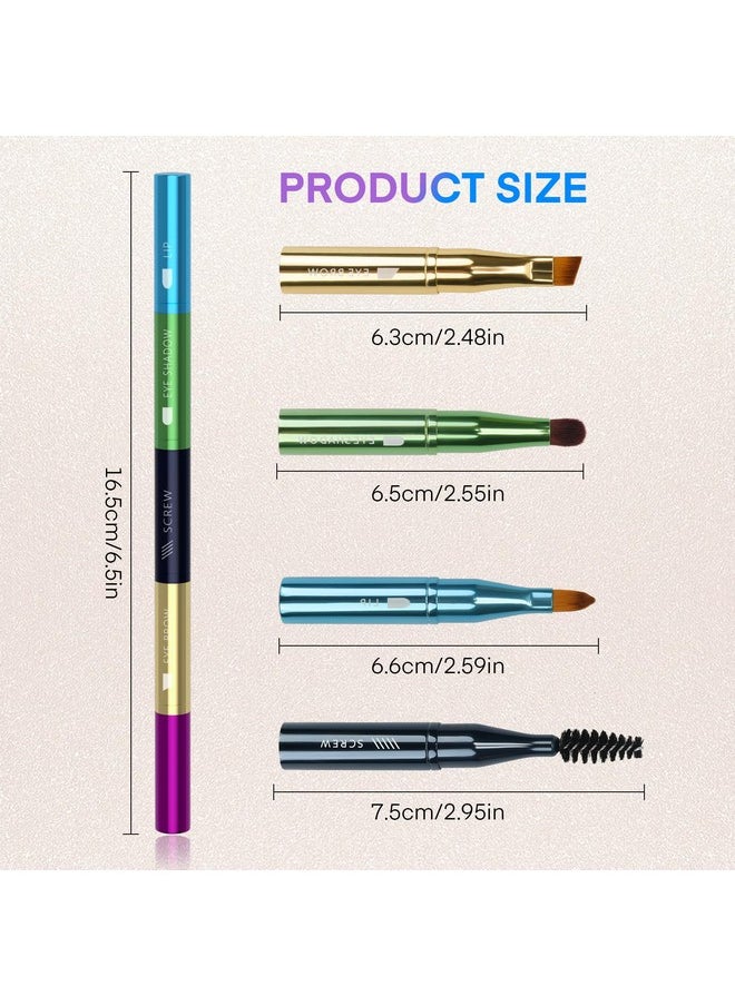 Unaone 4 in 1 Makeup Brush - Lip Brush for Lipstick, Eyebrow Brush, Eyeshadow Brush, Spiral Eyebrow Brush, Portable Detachable Multi-functional Lipstick Brush for Makeup