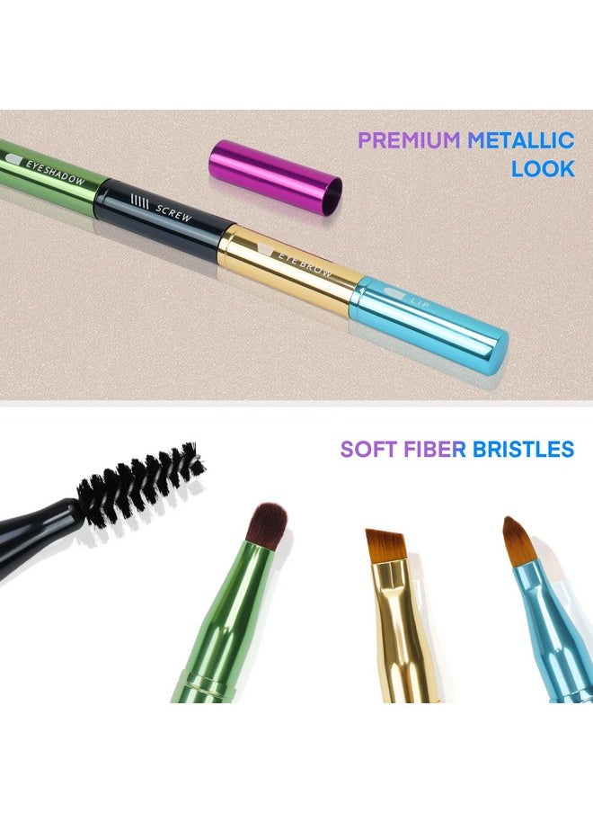 Unaone 4 in 1 Makeup Brush - Lip Brush for Lipstick, Eyebrow Brush, Eyeshadow Brush, Spiral Eyebrow Brush, Portable Detachable Multi-functional Lipstick Brush for Makeup