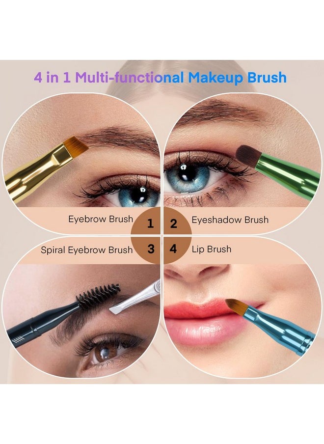 Unaone 4 in 1 Makeup Brush - Lip Brush for Lipstick, Eyebrow Brush, Eyeshadow Brush, Spiral Eyebrow Brush, Portable Detachable Multi-functional Lipstick Brush for Makeup