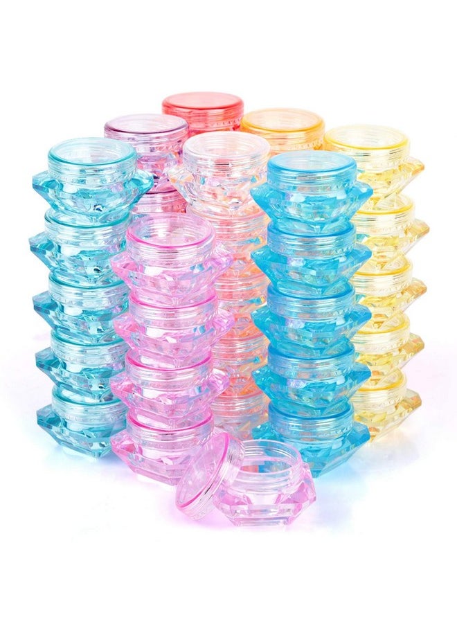 HNYYZL 40Pcs Cosmetic Containers,3 Gram Sample Empty Container Plastic Travel Pot Jar, for Eye Shadow Nails Powder Jewelry Earrings Lotion Cream Sample Make-up Storage(8 Colors, 3ML)