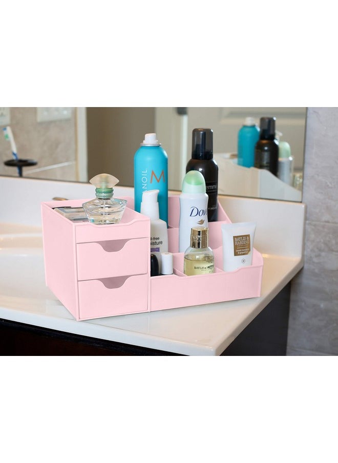 Mantello Bathroom Organizer Countertop- Make Up Organizers and Storage- Bathroom Counter Organizer and Skin Care Organizer, Makeup Organizer for Vanity- Pink