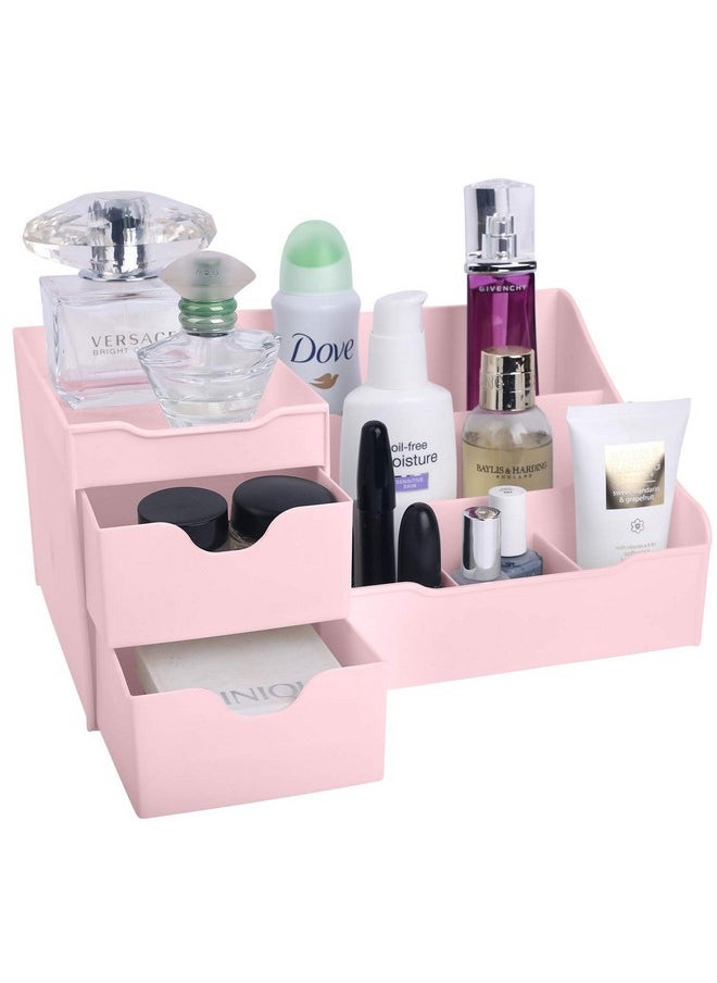 Mantello Bathroom Organizer Countertop- Make Up Organizers and Storage- Bathroom Counter Organizer and Skin Care Organizer, Makeup Organizer for Vanity- Pink