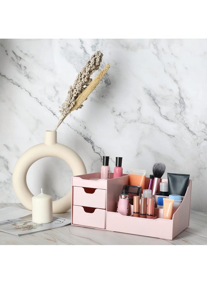 Mantello Bathroom Organizer Countertop- Make Up Organizers and Storage- Bathroom Counter Organizer and Skin Care Organizer, Makeup Organizer for Vanity- Pink