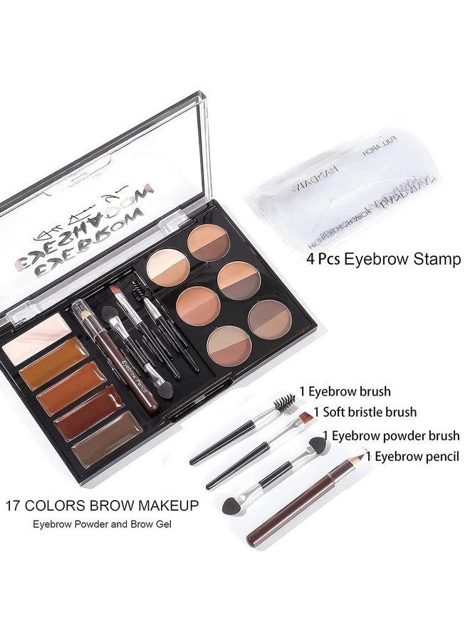 MAEPEOR Eye Brow Kit Waterproof Eyebrow Palette Set 12 Colors Eyebrow Powder 5 Colors Brow Wax 3 Brushes 1 Eyebrow Pencil for Novice and Professional (Set 00)