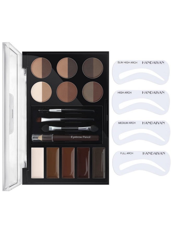 MAEPEOR Eye Brow Kit Waterproof Eyebrow Palette Set 12 Colors Eyebrow Powder 5 Colors Brow Wax 3 Brushes 1 Eyebrow Pencil for Novice and Professional (Set 00)