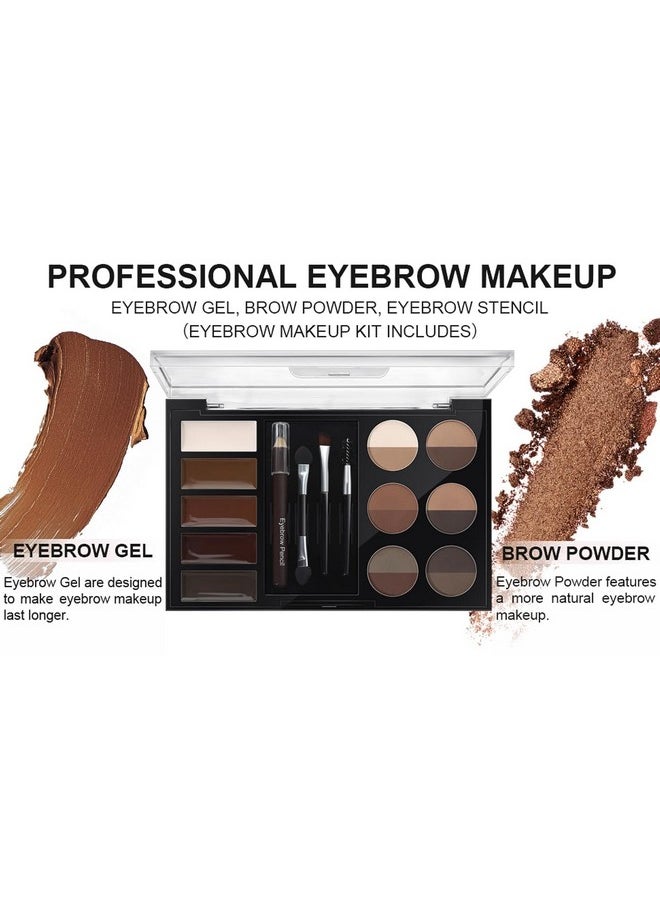 MAEPEOR Eye Brow Kit Waterproof Eyebrow Palette Set 12 Colors Eyebrow Powder 5 Colors Brow Wax 3 Brushes 1 Eyebrow Pencil for Novice and Professional (Set 00)