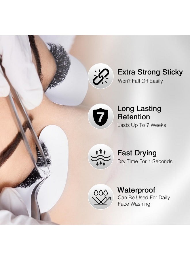EMEDA Sensitive Eyelash Extension Glue 0.17fl.oz/5ml/1 Sec Drying Time/Retention - 5-7 Weeks/Black Adhesive/Professional Hypoallergenic Formaldehyde-Free Lash Extension Glue Supplies