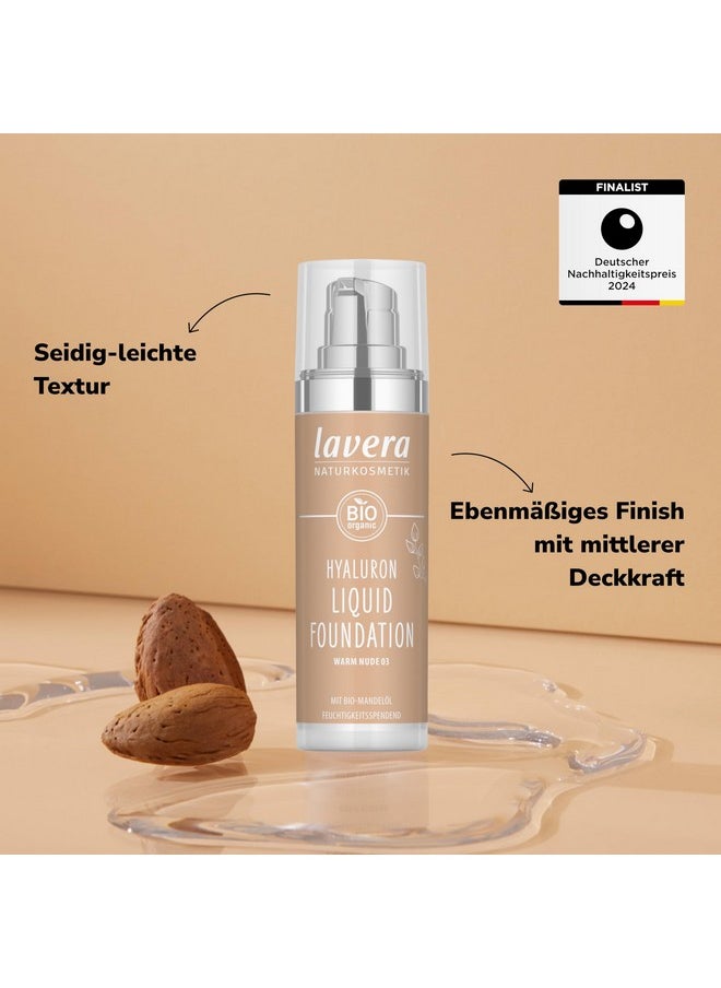lavera Hyaluron Liquid Foundation - Warm Nude 03 - Foundation Make Up with Hyaluron & Almond Oil for a Flawless Complexion - Face Make Up - PETA Certified - Vegan - Made in Germany - 1 Fl Oz