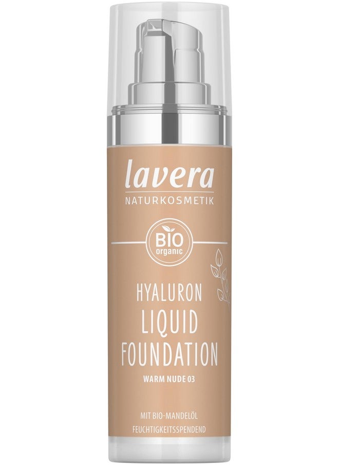 lavera Hyaluron Liquid Foundation - Warm Nude 03 - Foundation Make Up with Hyaluron & Almond Oil for a Flawless Complexion - Face Make Up - PETA Certified - Vegan - Made in Germany - 1 Fl Oz