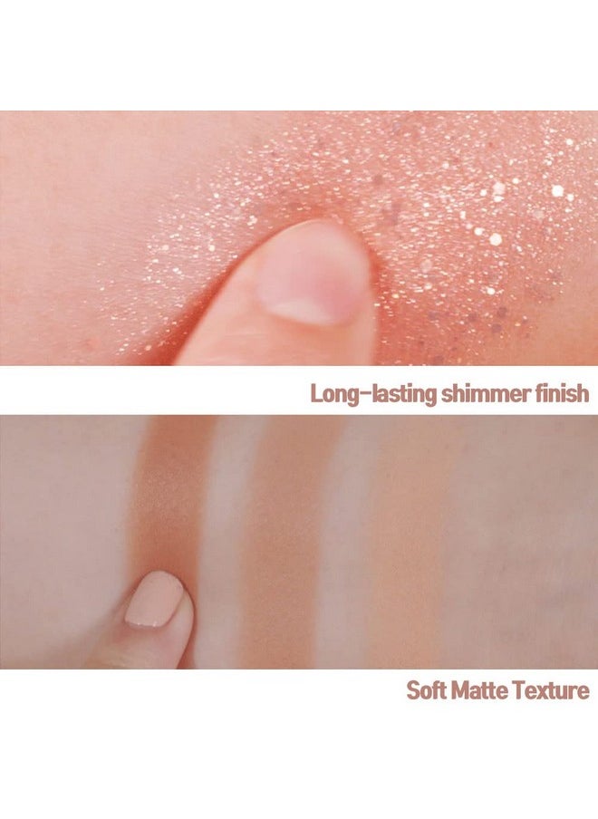 CORINGCO Shimmer Idoll Eyeshadow Palette Receipe Note 7Color Eye Makeup Cute Glitter Sparkle Korean Eye Makeup Korean Cosmetics (02 Almond apricot cake)