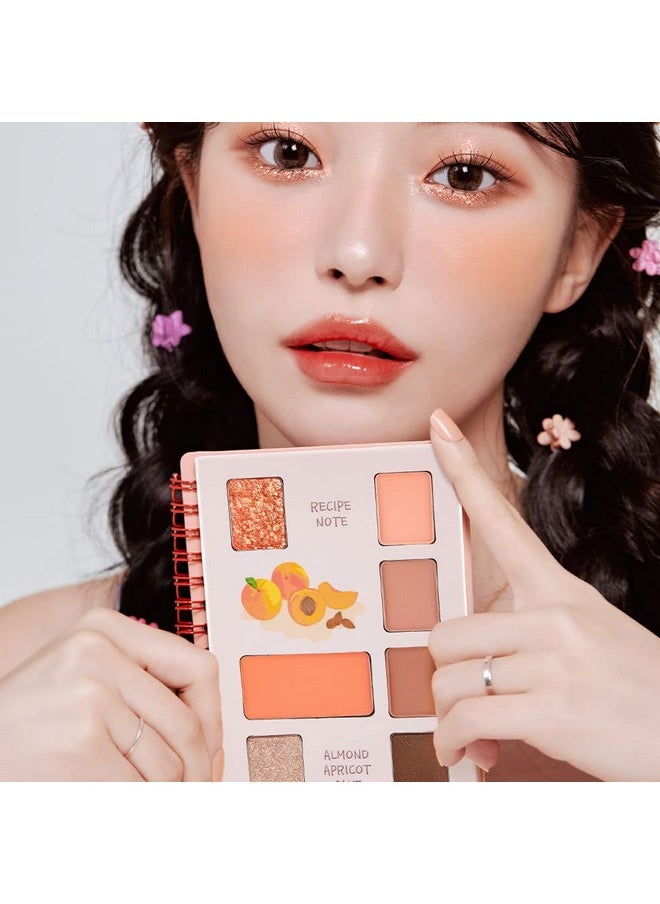 CORINGCO Shimmer Idoll Eyeshadow Palette Receipe Note 7Color Eye Makeup Cute Glitter Sparkle Korean Eye Makeup Korean Cosmetics (02 Almond apricot cake)