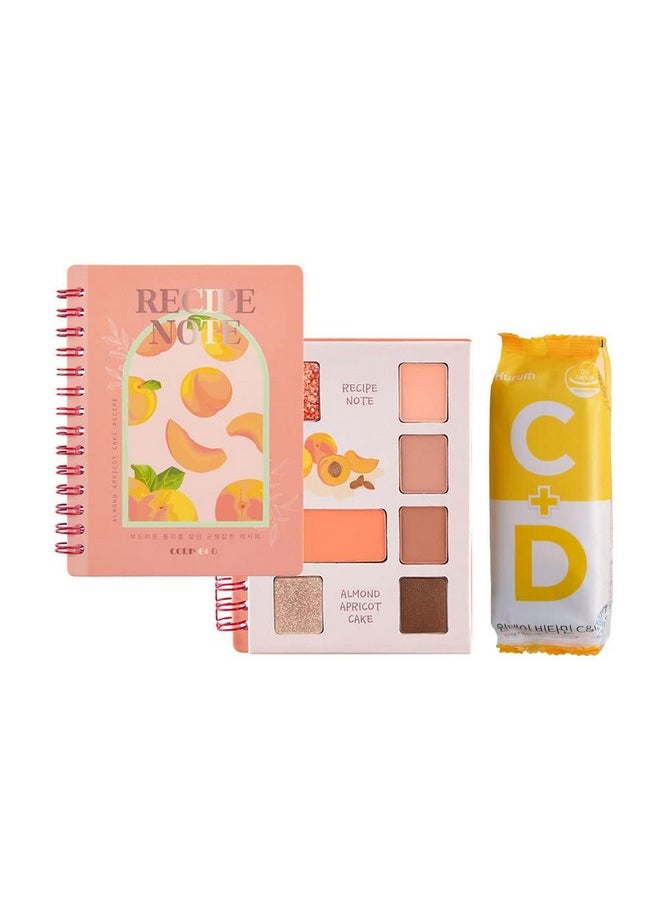 CORINGCO Shimmer Idoll Eyeshadow Palette Receipe Note 7Color Eye Makeup Cute Glitter Sparkle Korean Eye Makeup Korean Cosmetics (02 Almond apricot cake)