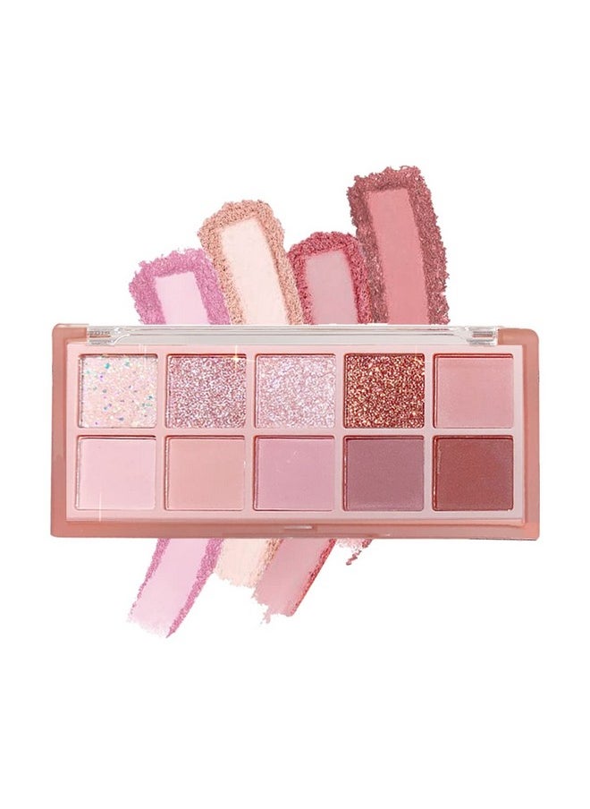 Aaiffey 10 Colors Eyeshadow Palette,Highly Pigmented Matte Shimmer Eye Makeup Palette Pink Eyeshadow Shades Glitter Eye shadow Velvety Texture Nude Eyeshadow,03#
