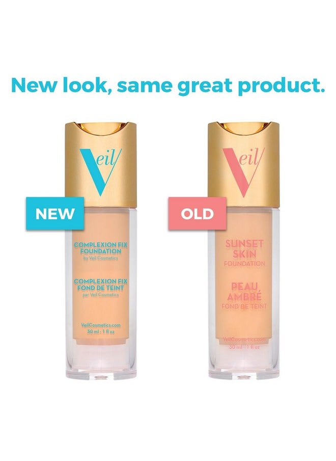 Veil Cosmetics Complexion Fix Liquid Foundation - Buildable Coverage - Water-Resistant, Hypoallergenic, Oil-Free, Cruelty-Free & Vegan - Lightweight & Brightening - Long Lasting (2N Light Neutral)