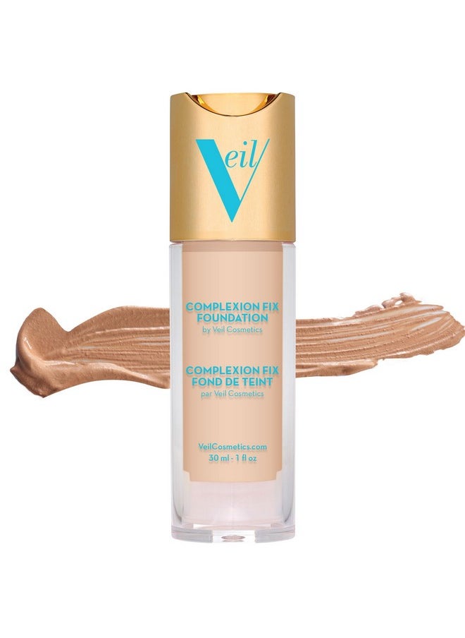 Veil Cosmetics Complexion Fix Liquid Foundation - Buildable Coverage - Water-Resistant, Hypoallergenic, Oil-Free, Cruelty-Free & Vegan - Lightweight & Brightening - Long Lasting (2N Light Neutral)