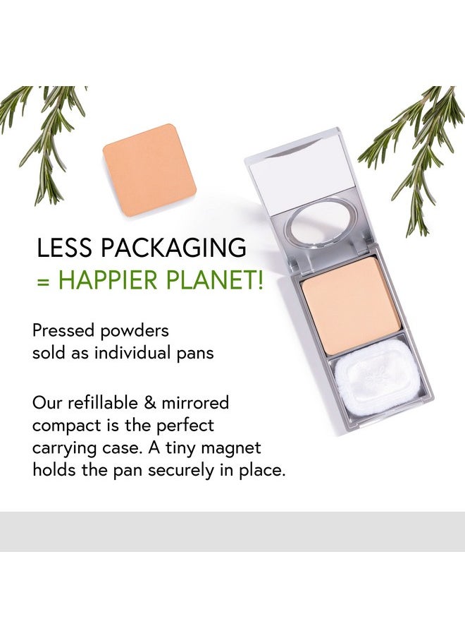Honeybee Gardens Refillable Pressed Mineral Powder Foundation Compact with Puff & Mirror, Empty Customizable Makeup Kit, Travel-Friendly Luxury
