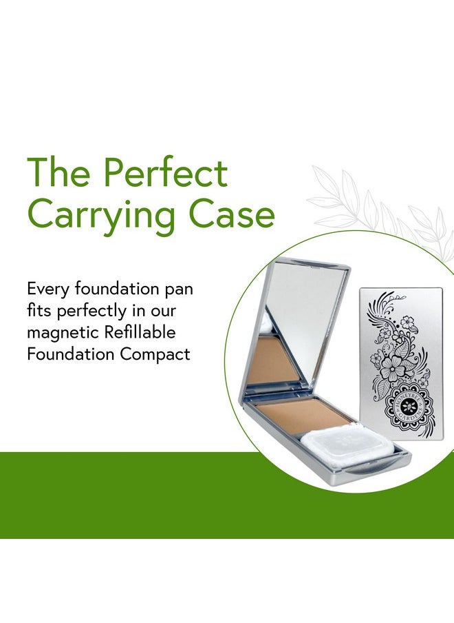 Honeybee Gardens Refillable Pressed Mineral Powder Foundation Compact with Puff & Mirror, Empty Customizable Makeup Kit, Travel-Friendly Luxury