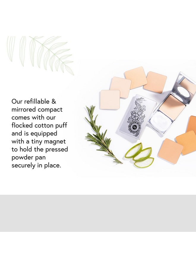 Honeybee Gardens Refillable Pressed Mineral Powder Foundation Compact with Puff & Mirror, Empty Customizable Makeup Kit, Travel-Friendly Luxury