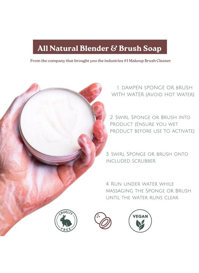 CINEMA SECRETS All Natural Vegan Brush Soap & Blender Bundle, coconut oil based, scrubber included.
