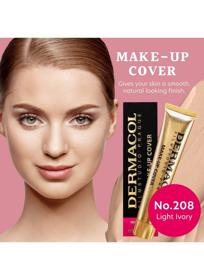 Dermacol - Full Coverage Foundation, Liquid Makeup Matte Foundation with SPF 30, Waterproof Foundation for Oily Skin, Acne, & Under Eye Bags, Long-Lasting Makeup Products, 30g, Shade 208