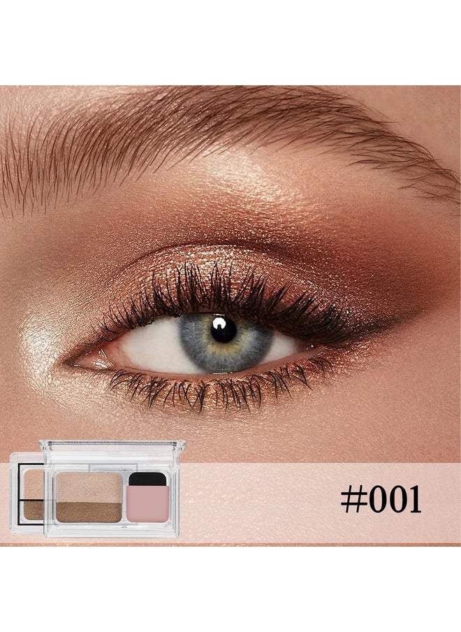 Apooliy Dual-Color Eyeshadow Palette with Applicator,Waterproof Eye Shadow,Shimmer Eye Makeup Palette,Long Lasting