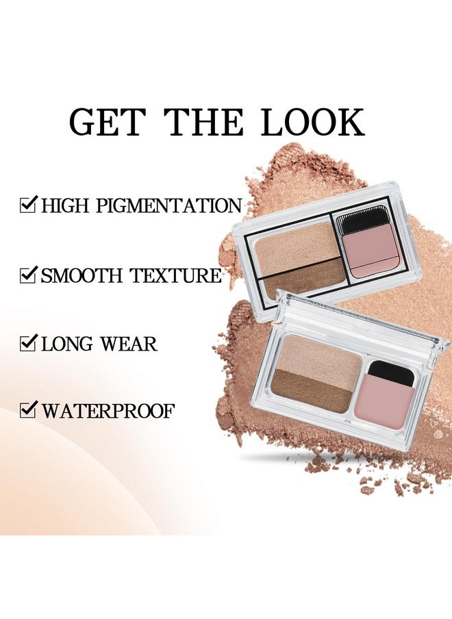 Apooliy Dual-Color Eyeshadow Palette with Applicator,Waterproof Eye Shadow,Shimmer Eye Makeup Palette,Long Lasting