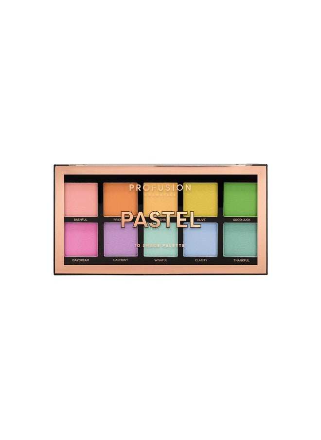 Profusion Cosmetics Pastel 10 Shade Eyeshadow Palette, Richly Pigmented and Vegan Formula with Versatile Multi Finish Hues, Create Stunning and Vibrant Day Looks Smoothly