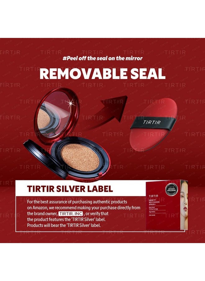 TIRTIR Mask Fit Red Cushion Foundation | Full coverage, Weighless, Skin fit, Satin Glow Finish, Korean cushion foundation (#21N Ivory, 0.63 Fl Oz (Pack of 1))