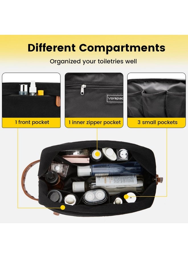 Vorspack Toiletry Bag Hanging Dopp Kit for Men Water Resistant Canvas Shaving Bag with Large Capacity for Travel- Black