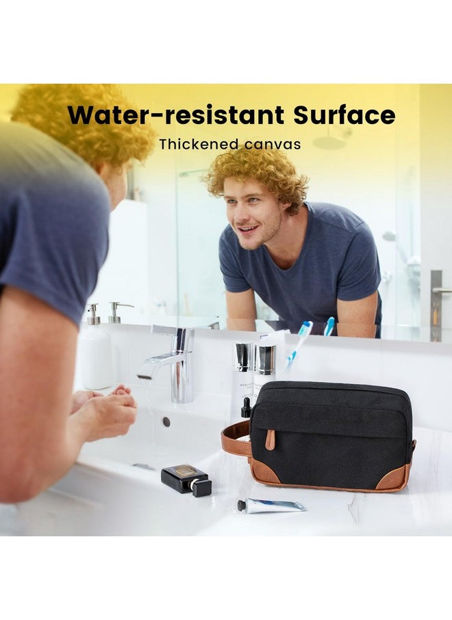 Vorspack Toiletry Bag Hanging Dopp Kit for Men Water Resistant Canvas Shaving Bag with Large Capacity for Travel- Black