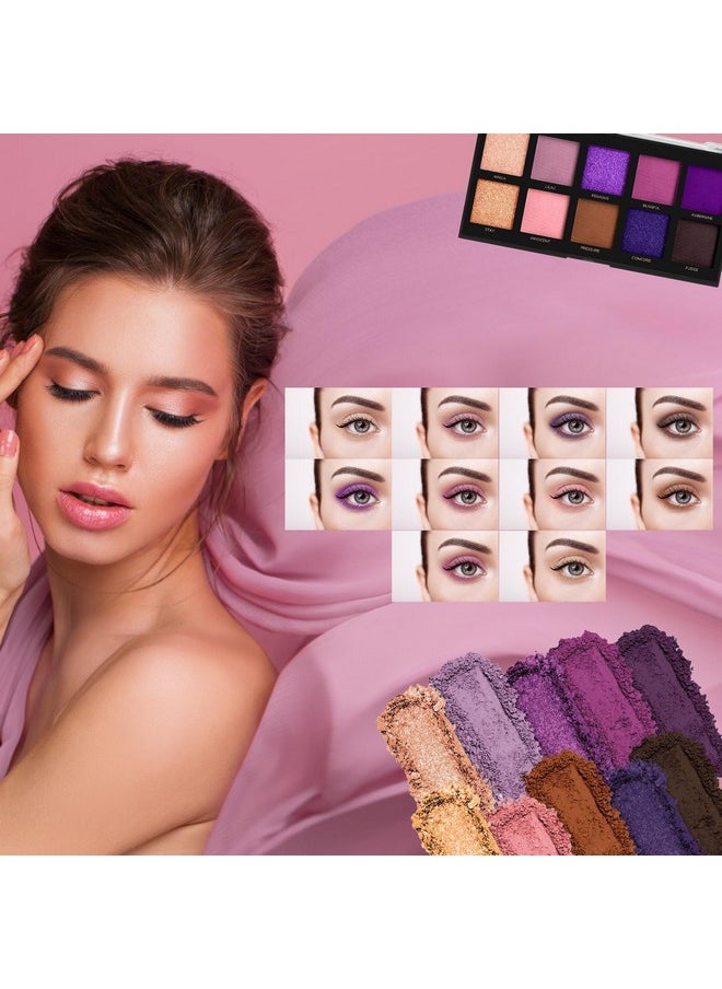 Profusion Cosmetics Violets 10 Shade Eyeshadow Palette, Glows Elegance and Sophistication With Captivating Vibrant Colors Achieve Stunning Eye and Rise Your Makeup Routine With Premium Beauty Tool