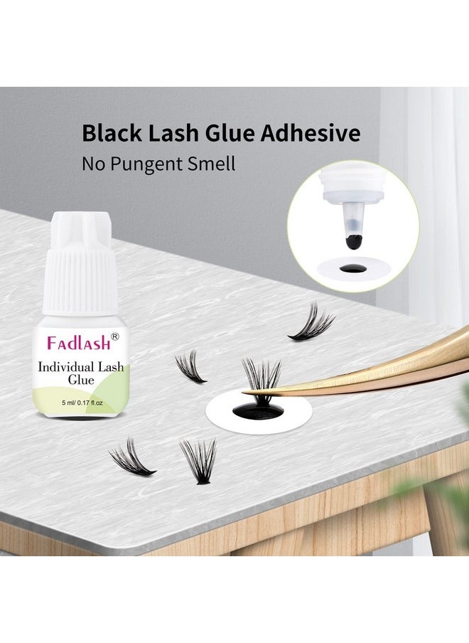 Individual Lash Glue FADLASH Cluster Lash Glue 2-3S Dry Time 7-15 Days Retention DIY Lash Extension Glue Self Application Sensitive Lash Cluster Glue Black 5ml (DIY/Cluster Lashes Use Only)