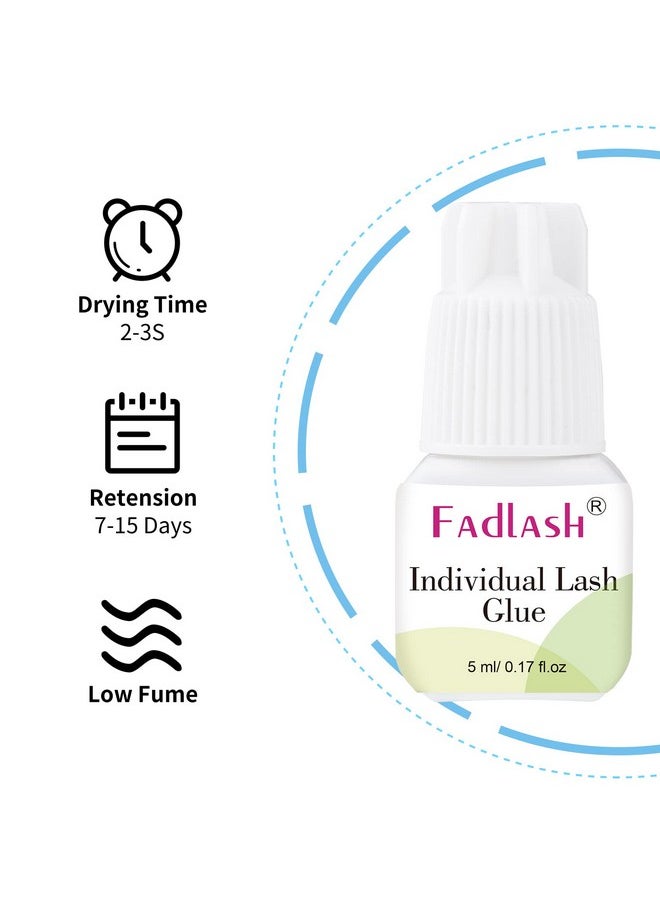 Individual Lash Glue FADLASH Cluster Lash Glue 2-3S Dry Time 7-15 Days Retention DIY Lash Extension Glue Self Application Sensitive Lash Cluster Glue Black 5ml (DIY/Cluster Lashes Use Only)