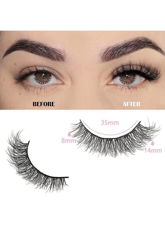 FARRED Natural Lashes Short Eyelashes Wispy False Mink Lash Pack 14 Pair Natural Look Fluffy Cat Eye Strip Eyelash Small Fake Lashes Full Pestañas Sets for MUA and Beginners Daily Makeup (F1 | 8-14mm)
