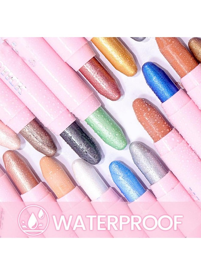 evpct 2Pcs Cream Eyeshadow Sticks Set for Eyes Waterproof, Rose Shimmer & Desert Matte Cream Eyeshadow Applicator Stick Pen, Long Lasting High Pigmented Eye Shadow sombras en crema para ojos 27 + 28