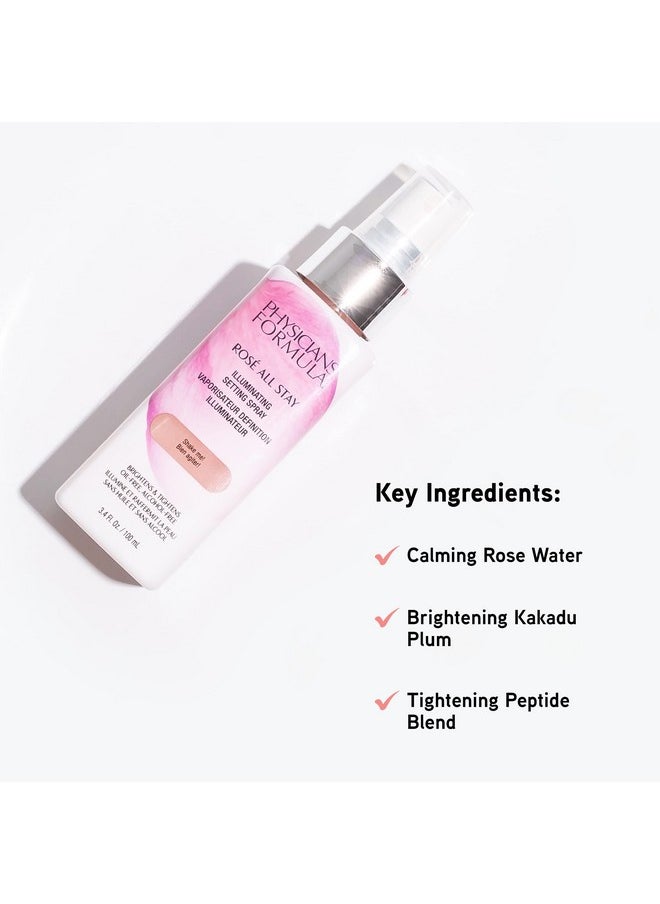 Physicians Formula Rosé All Stay Illuminating Setting Spray For Makeup, Oil-Free, Alcohol-Free, Antioxidants | Dermatologist Tested, Clinicially Tested